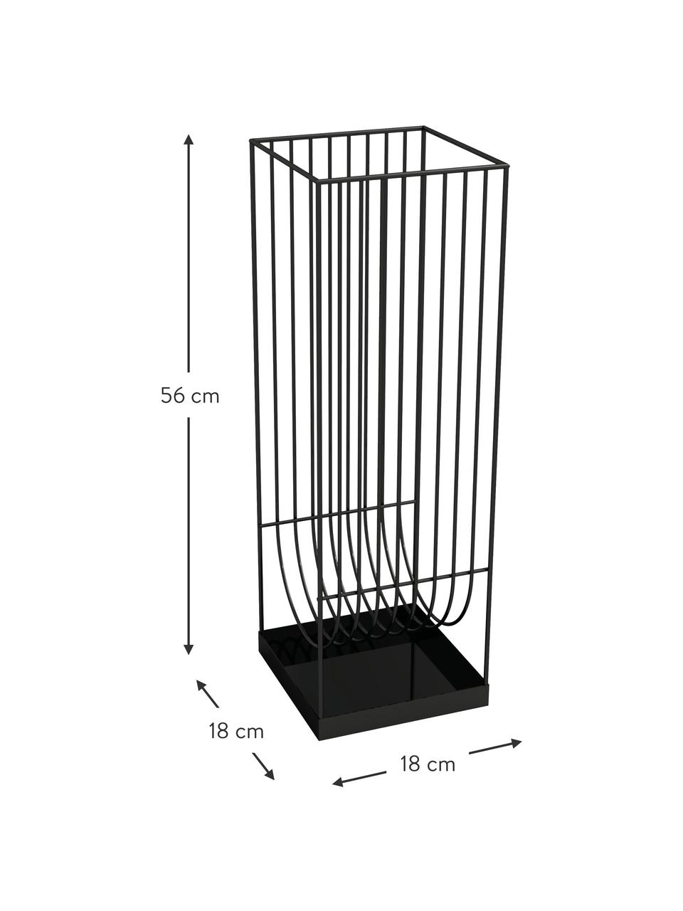 Stojak na parasole z metalu Curve, Stal malowana proszkowo, Czarny, matowy, S 18 x W 56 cm