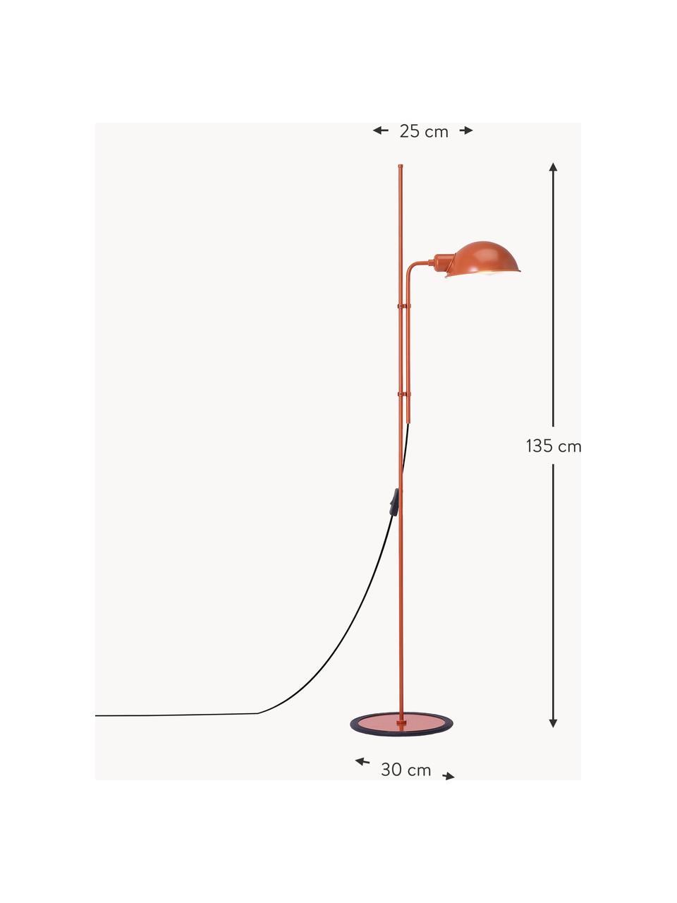 Lampa podłogowa Funiculí, Stelaż: żelazo powlekane, guma, Terakota, błyszczący, W 135 cm