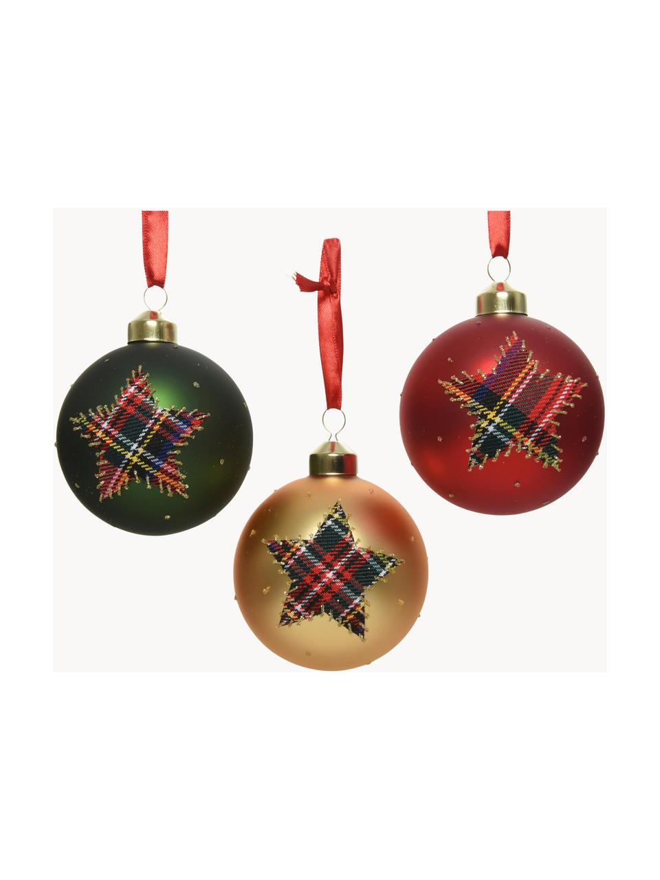 Bolas de Navidad Trio, Ø 8 cm, 6 uds., Rojo, amarillo, verde, Ø 8 cm