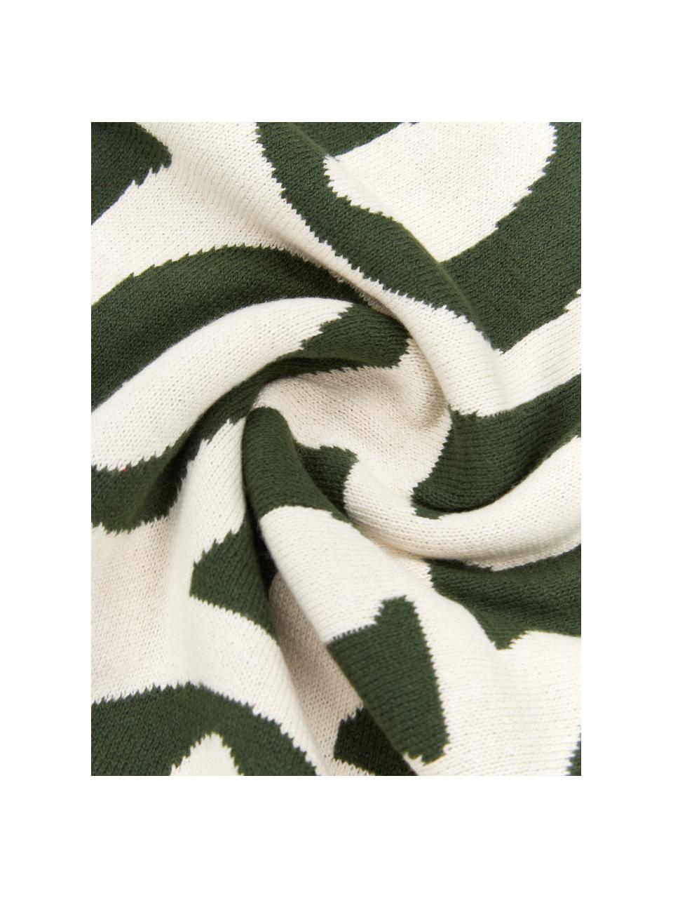 Housse de coussin 45x45 vert tricot Ho ho ho, 100 % coton, Crème, vert foncé, larg. 45 x long. 45 cm