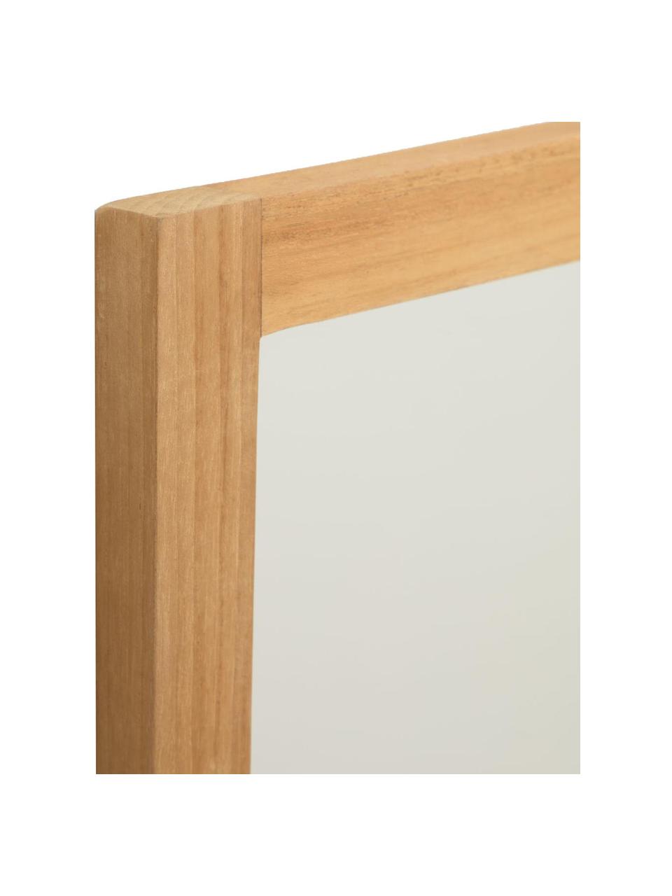 Specchio da parete con cornice e mensola in legno di teak Taciana, Superficie dello specchio: lastra di vetro, Legno di teak, Larg. 100 x Alt. 70 cm