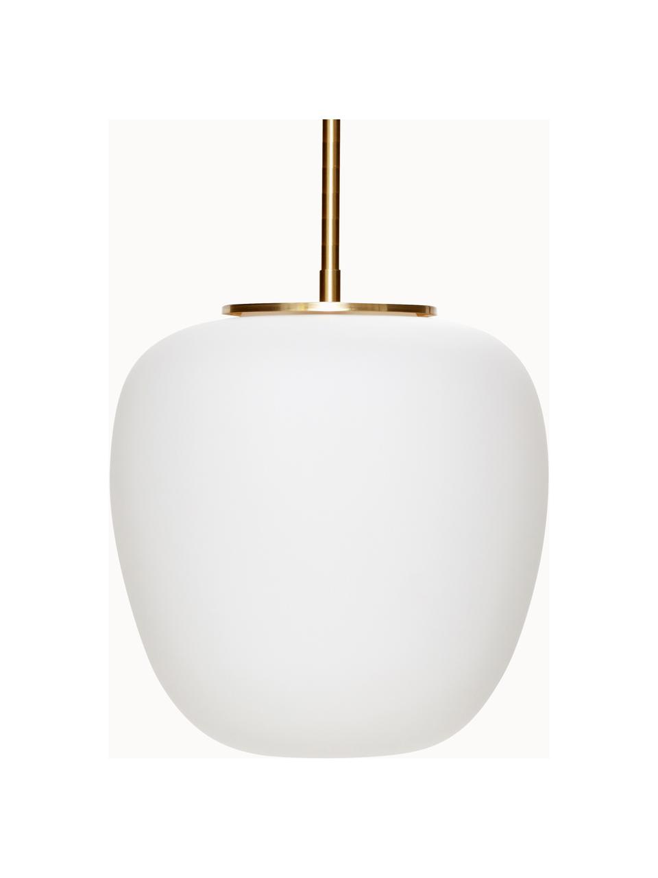 Lámpara de techo pequeña Muse, Pantalla: vidrio, Cable: cubierto en tela, Blanco, dorado, Ø 25 x Al 36 cm