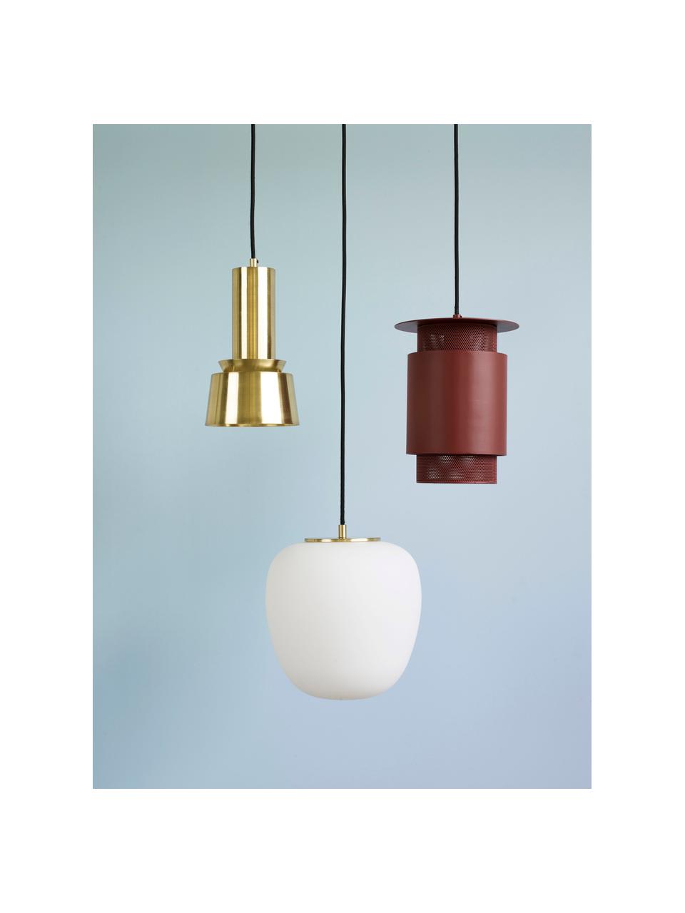 Lámpara de techo pequeña Muse, Pantalla: vidrio, Cable: cubierto en tela, Blanco, dorado, Ø 25 x Al 36 cm