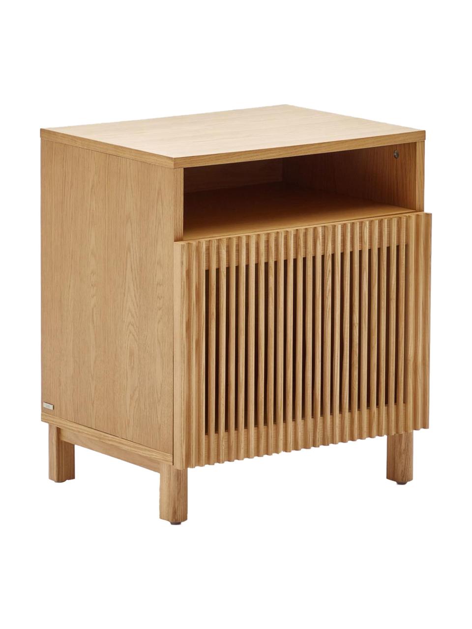 Nachtkastje Beyla van eikenhout, Frame: MDF, essenhoutfineer, Eikenhout, B 53 x H 62 cm