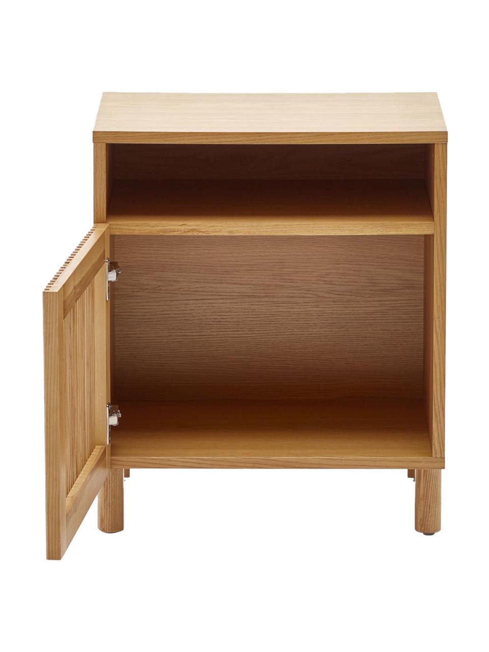Nachtkastje Beyla van eikenhout, Frame: MDF, essenhoutfineer, Eikenhout, B 53 x H 62 cm