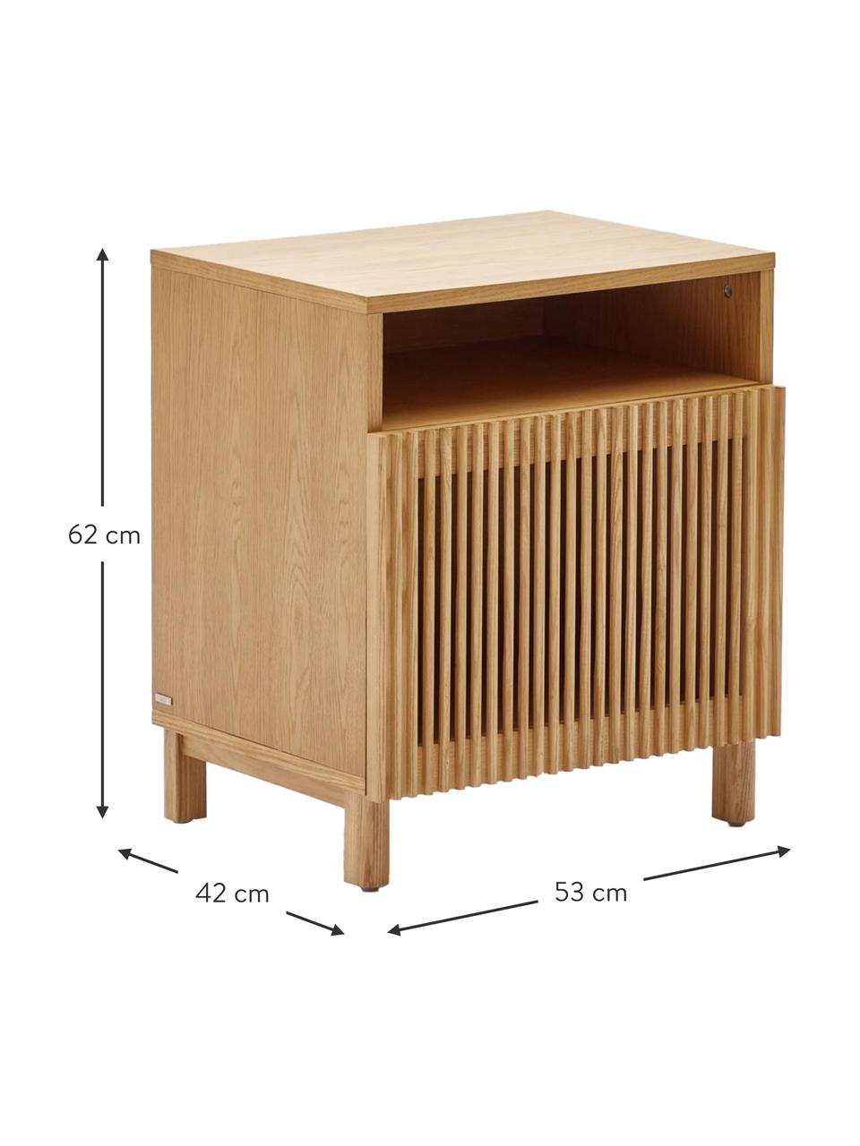 Nočný stolík z jaseňového dreva Beyla, Dubové drevo, Š 53 x V 62 cm