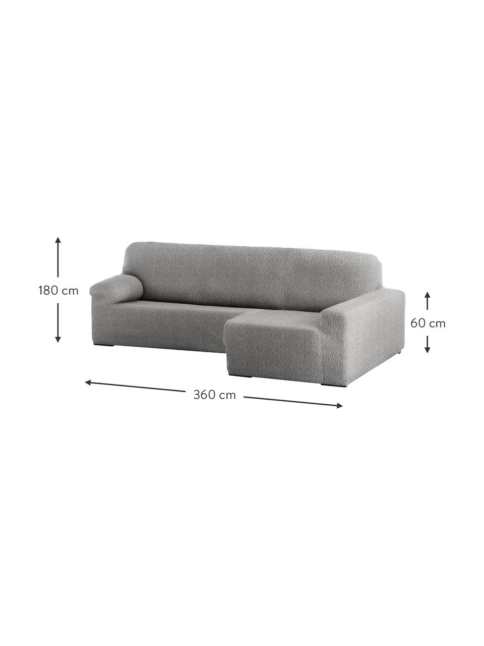 Copertura divano angolare Roc, 55% poliestere, 35% cotone, 10% elastomero, Grigio, Larg. 360 x Alt. 180 cm, chaise-longue a destra