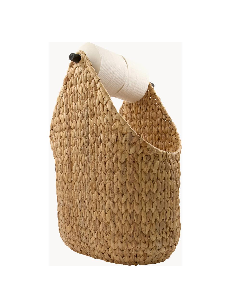 Cesta con portarrollos de baño artesanal Pape, Cesta: jacintos de agua, Marrón claro, An 35 x Al 50 cm