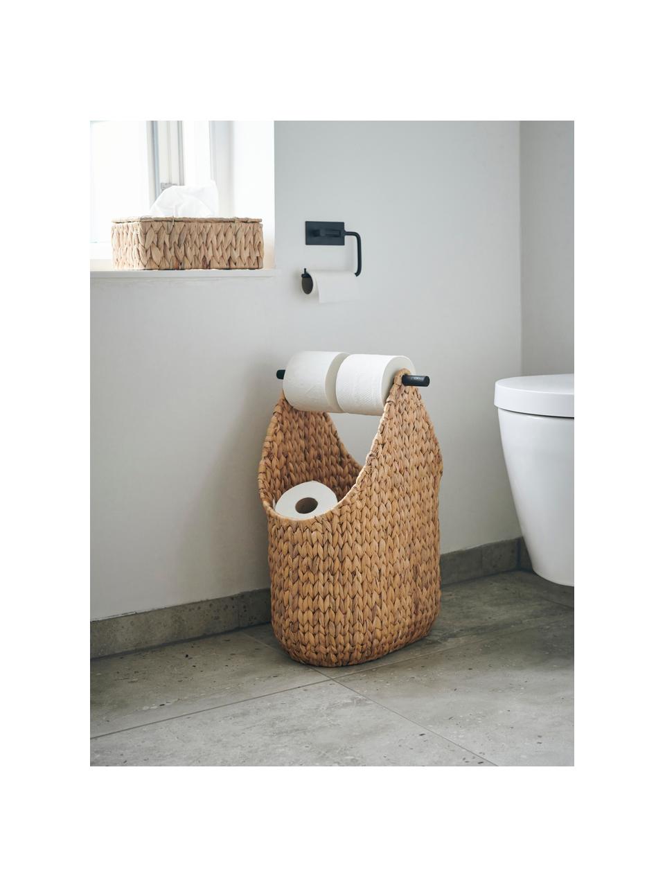 Handgeflochtener Aufbewahrungskorb Pape mit Toilettenpapierhalter, Korb: Wasserhyazinthe, Griff: Eukalyptusholz, Hellbraun, B 35 x H 50 cm