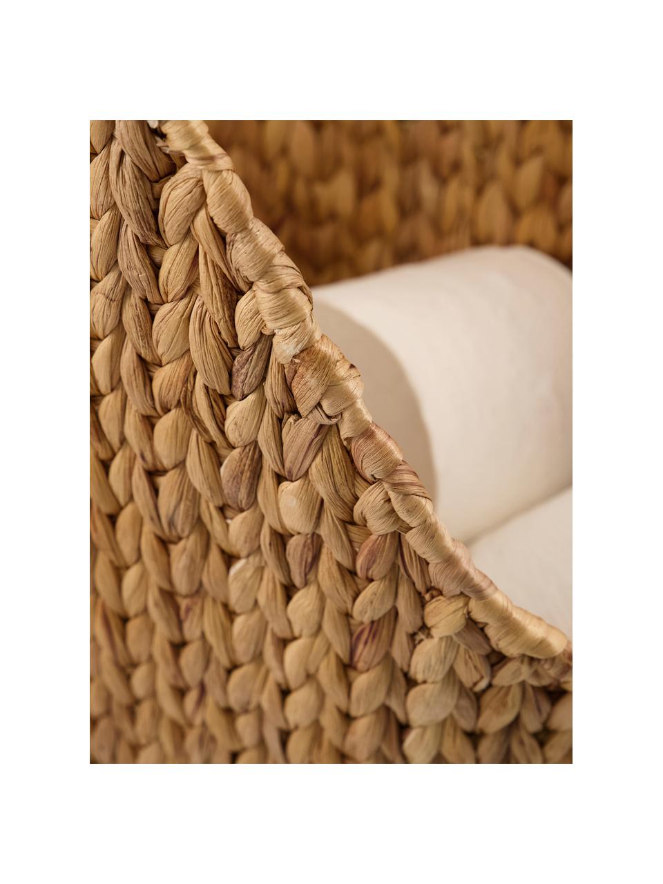 Cesta con portarrollos de baño artesanal Pape, Cesta: jacintos de agua, Marrón claro, An 35 x Al 50 cm