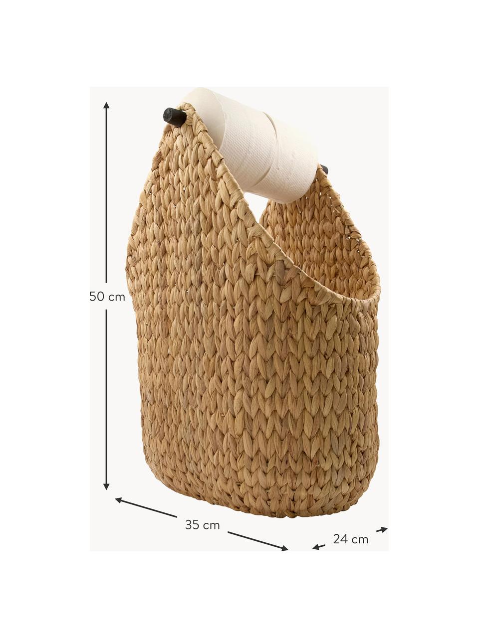 Panier de rangement tressé à la main avec porte-papier toilette Pape, Brun clair, larg. 35 x haut. 50 cm