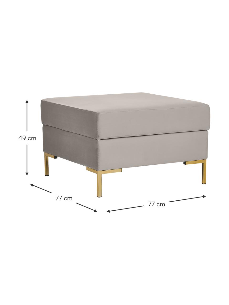 Tabouret de canapé en velours avec coffre Luna, Velours beige, larg. 77 x haut. 49 cm