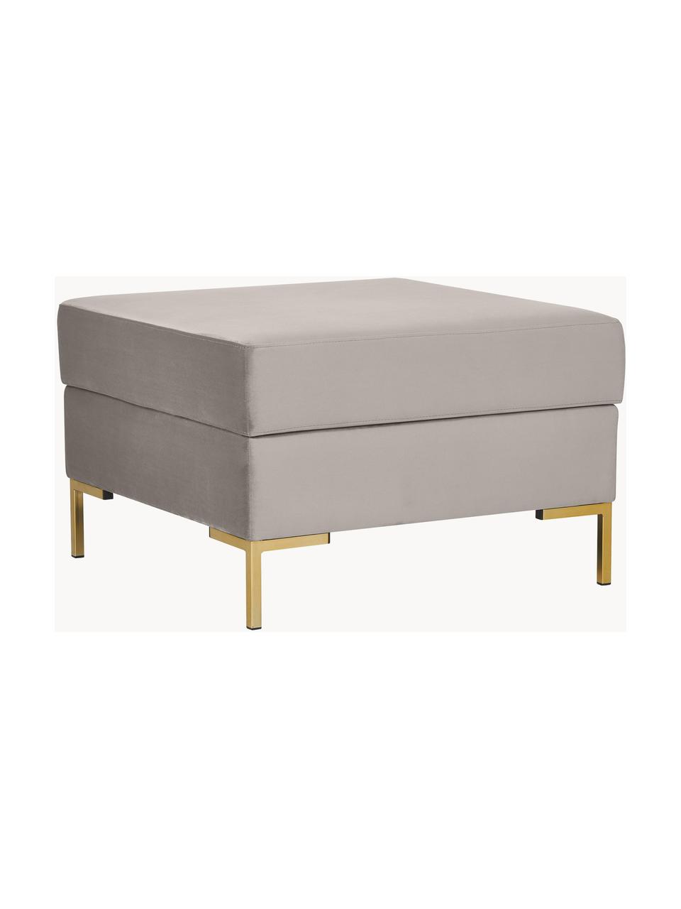 Sofa-Hocker Luna aus Samt mit Stauraum, Bezug: Samt (100 % Polyester), O, Gestell: Massives Buchenholz, Schi, Samt Greige, Goldfarben, B 77 x H 49 cm