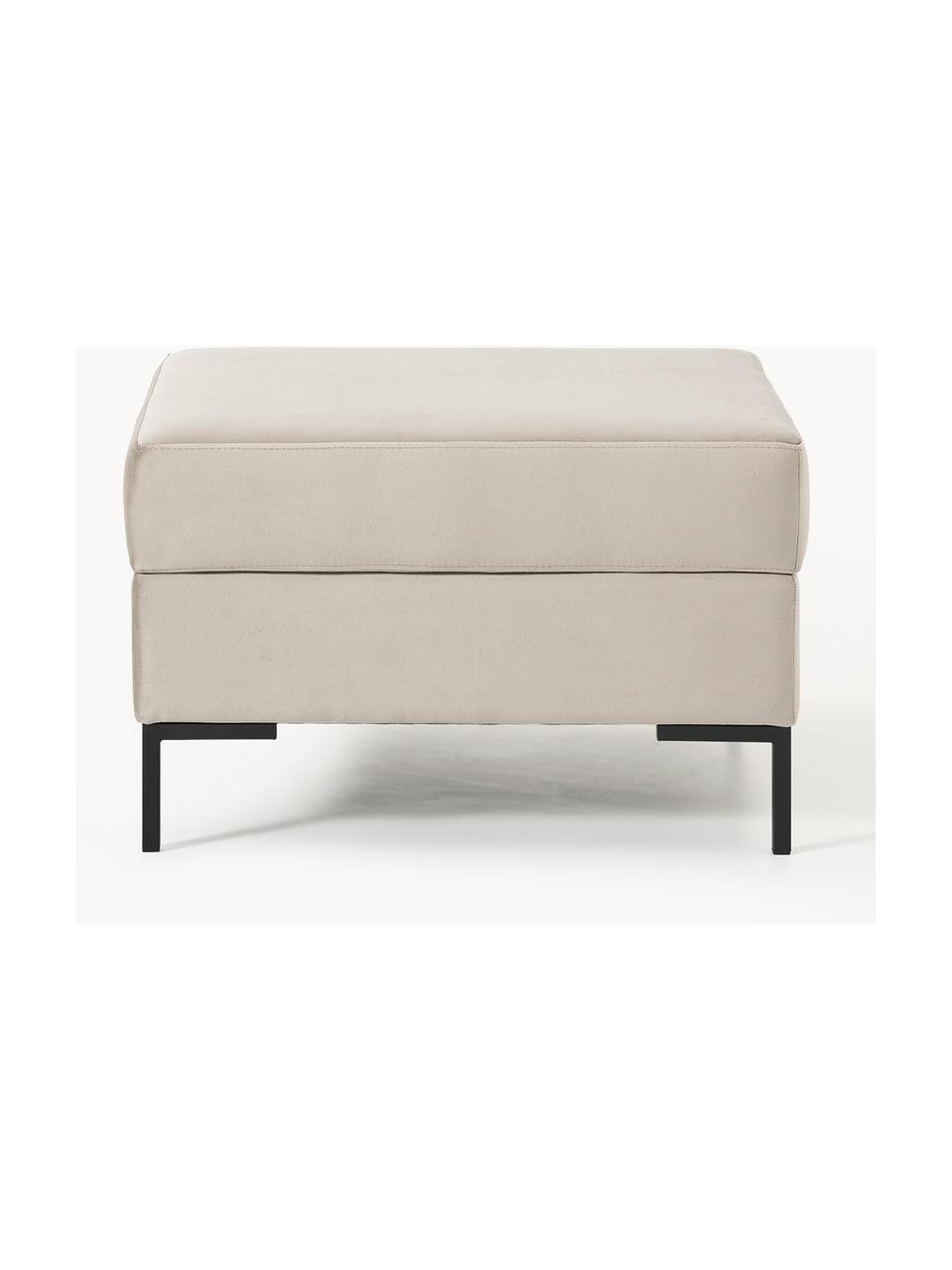 Sofa-Hocker Luna aus Samt mit Stauraum, Bezug: Samt (100 % Polyester) De, Gestell: Massives Buchenholz, Schi, Samt Greige, Goldfarben, B 77 x H 49 cm