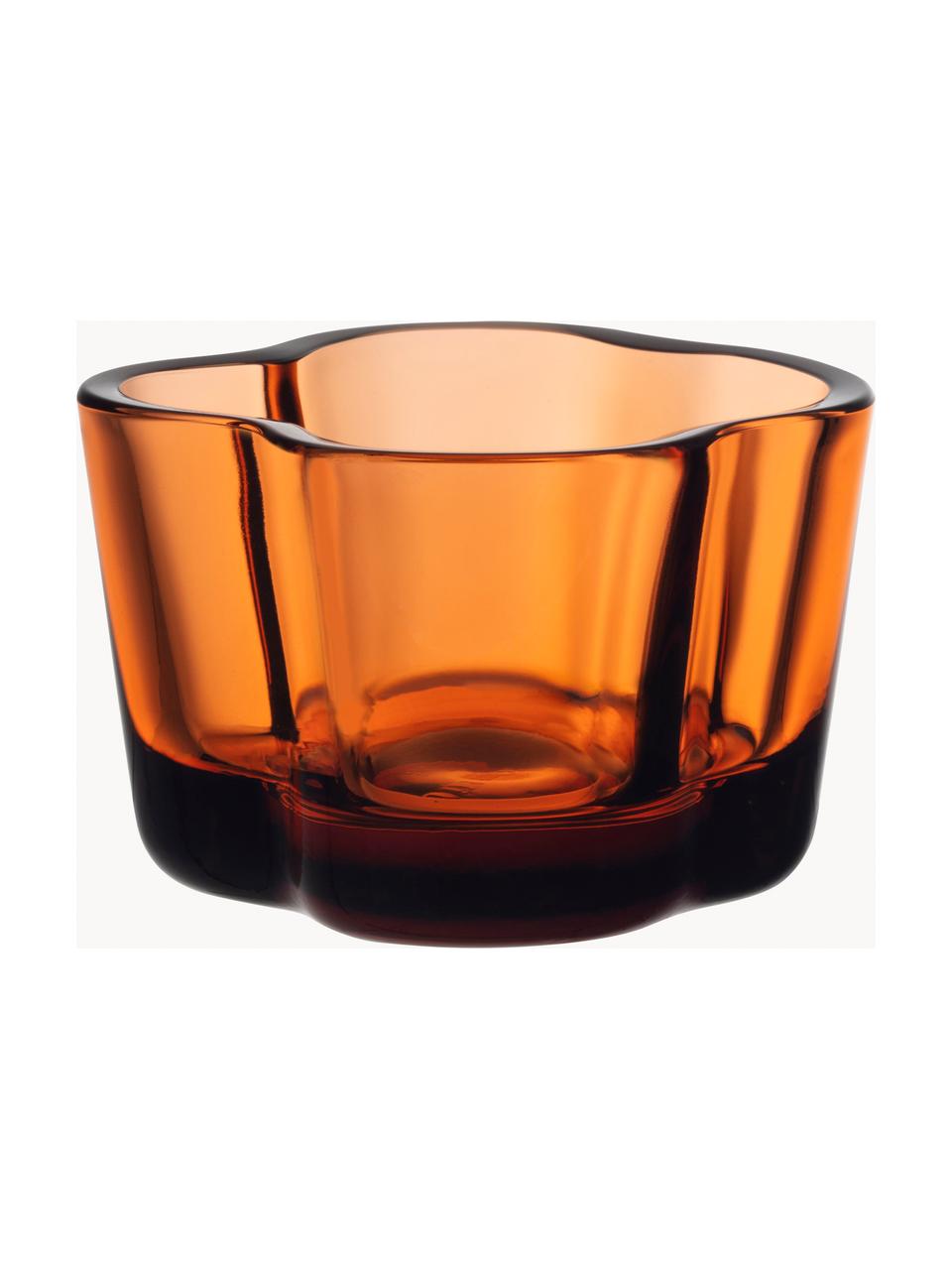 Teelichthalter Alvar Aalto, Glas, Orange, transparent, Ø 9 x H 6 cm