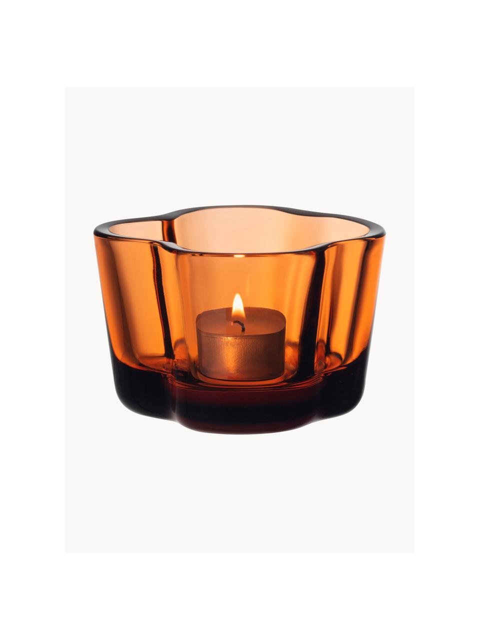Svietnik na čajovú sviečku Alvar Aalto, Sklo, Oranžová, priehľadná, Ø 9 x V 6 cm