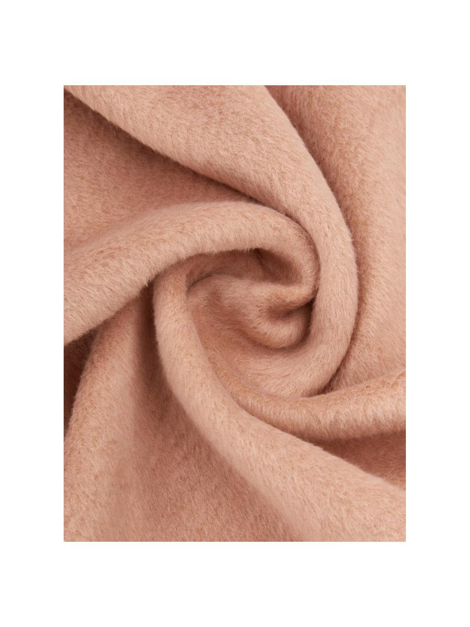 Manta suave de algodón con flecos Vienna, 85% algodón, 15% poliacrílico, Castaño claro, An 150 x L 200 cm