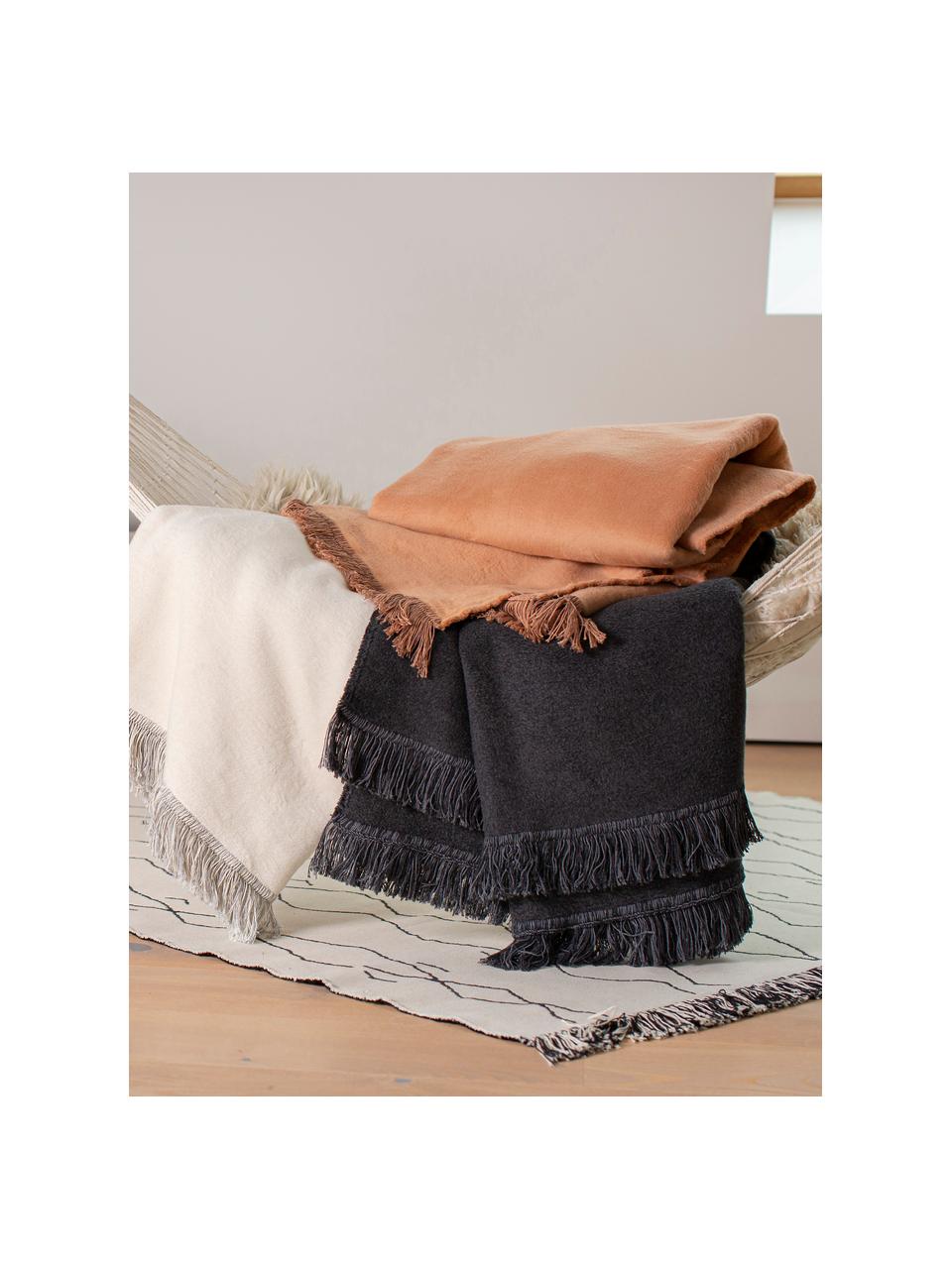 Bavlnená deka so strapcami Vienna, 85 % bavlna, 15 % polyakryl, Hnedá, Š 150 x D 200 cm