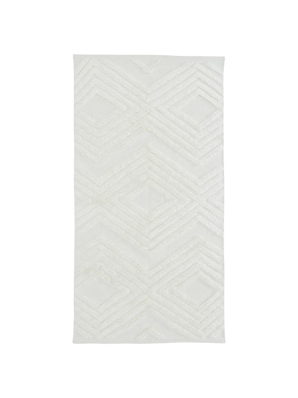 Handgeweven katoenen vloerkleed Ziggy met verhoogd hoog-laag patroon, 100% katoen, Crèmekleurig, B 200 x L 300 cm (maat L)