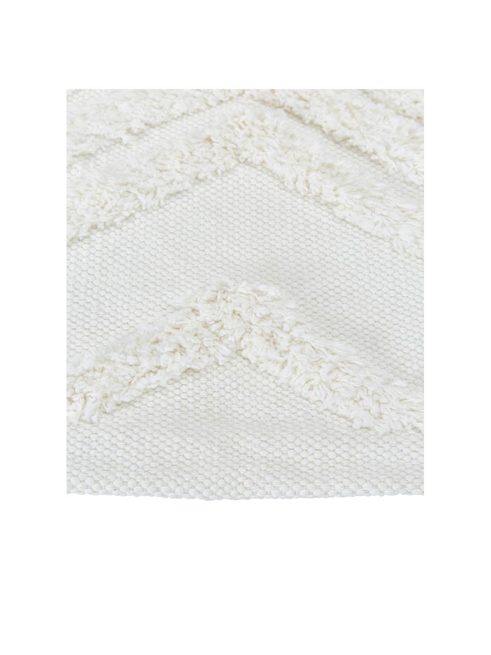 Tappeto in cotone tessuto a mano Ziggy, 100% cotone, Crema, Larg. 80 x Lung. 150 cm (taglia XS)