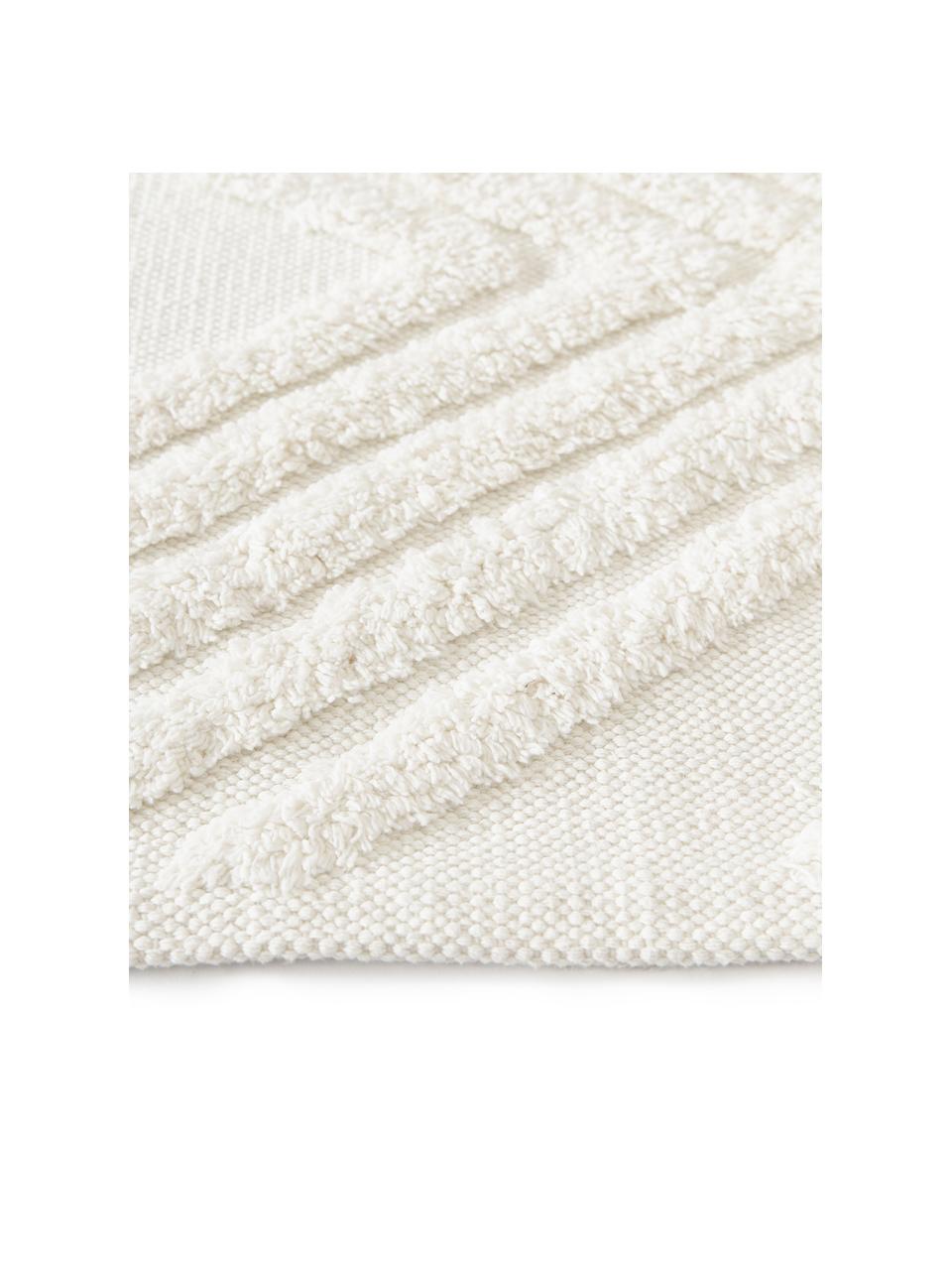 Tapis en coton tissé à la main Ziggy, 100 % coton, Blanc crème, larg. 80 x long. 150 cm (taille XS)