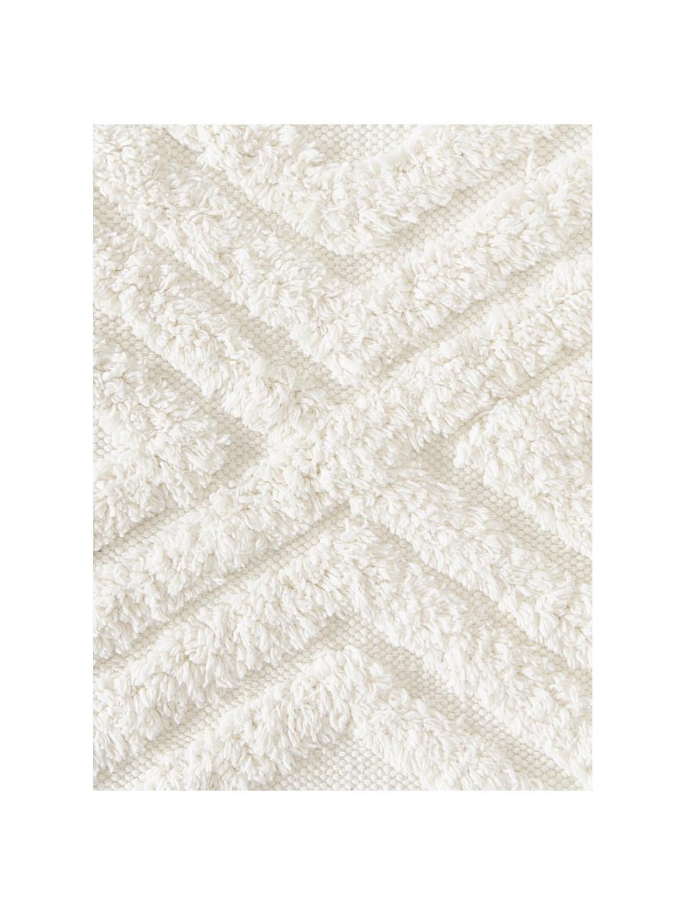 Handgewebter Baumwollteppich Ziggy mit erhabener Hoch-Tief-Struktur, 100% Baumwolle, Cremeweiß, B 160 x L 230 cm (Größe M)