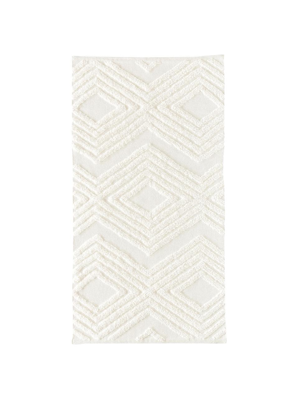 Ručně tkaný bavlněný koberec s vystouplým vzorem Ziggy, 100% bavlna, Krémově bílá, Š 80 cm, D 150 cm (velikost XS)