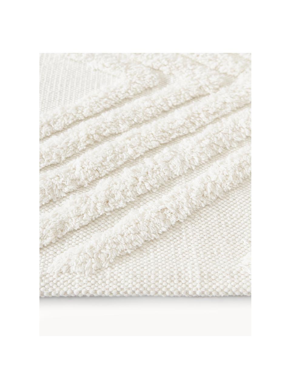 Tapis en coton tissé à la main Ziggy, 100 % coton, Blanc crème, larg. 80 x long. 150 cm (taille XS)