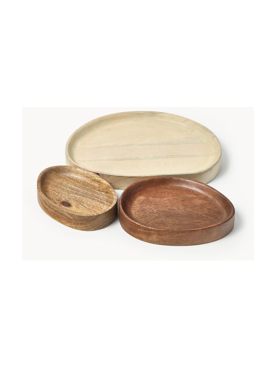 Deko-Tabletts Oda aus Mangoholz, 3er-Set, Mangoholz, lackiert

Dieses Produkt wird aus nachhaltig gewonnenem, FSC®-zertifiziertem Holz gefertigt., Helles und dunkles Mangoholz, Set mit verschiedenen Grössen