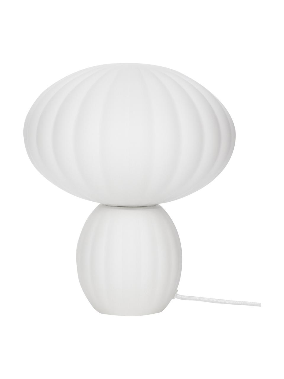 Lámpara de mesa pequeña de vidrio opalino Bluni, Pantalla: vidrio opalino, Cable: plástico, Blanco, Ø 23 x Al 28 cm