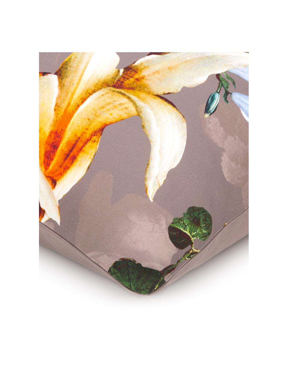 Katoenen dekbedovertrek Fleur, Taupe, 140 x 200 cm + 1 kussenhoes 60 x 70 cm