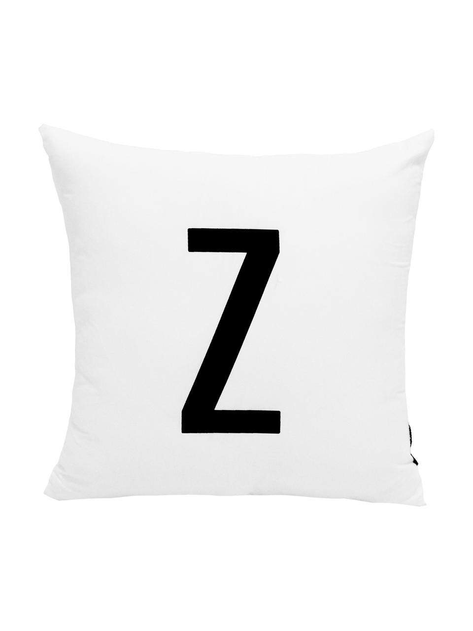 Povlak na polštář Alphabet (varianty od A do Z), 100 % polyester, Černá, bílá, Varianta Z
