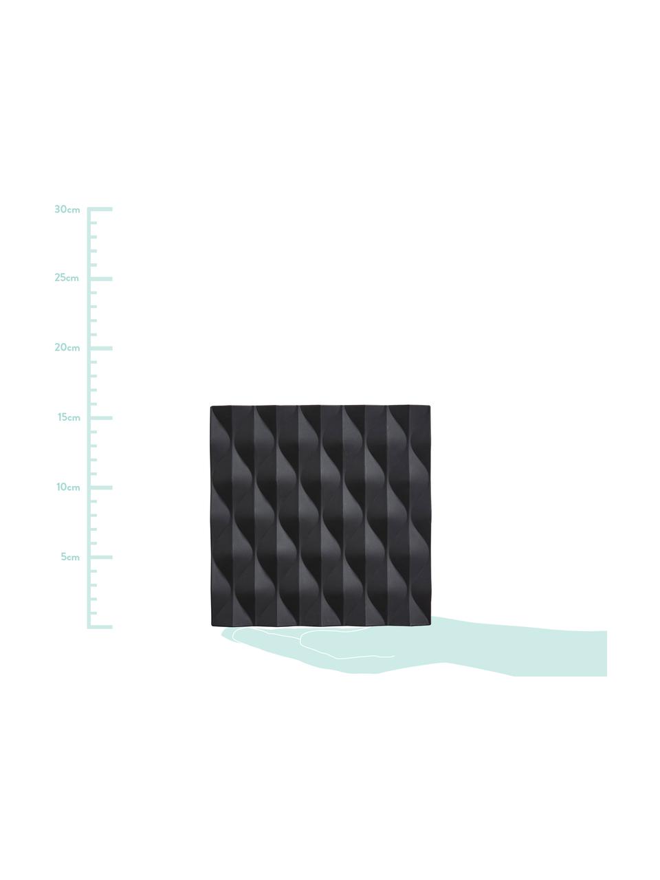 Topfuntersetzer Origami Wave, 2 Stück, Silikon, Schwarz, B 16 x T 16 cm