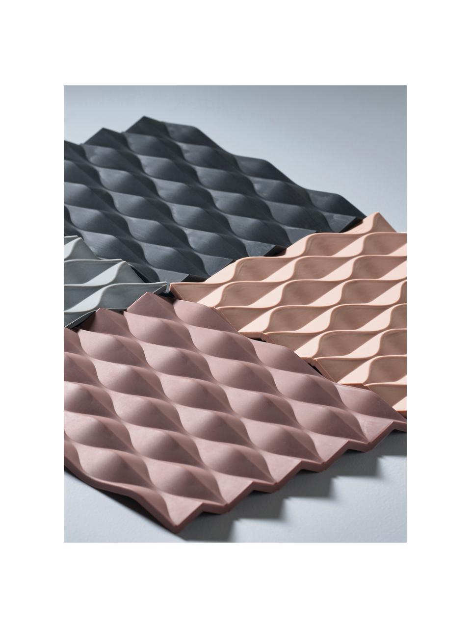 Topfuntersetzer Origami Wave, 2 Stück, Silikon, Schwarz, B 16 x T 16 cm