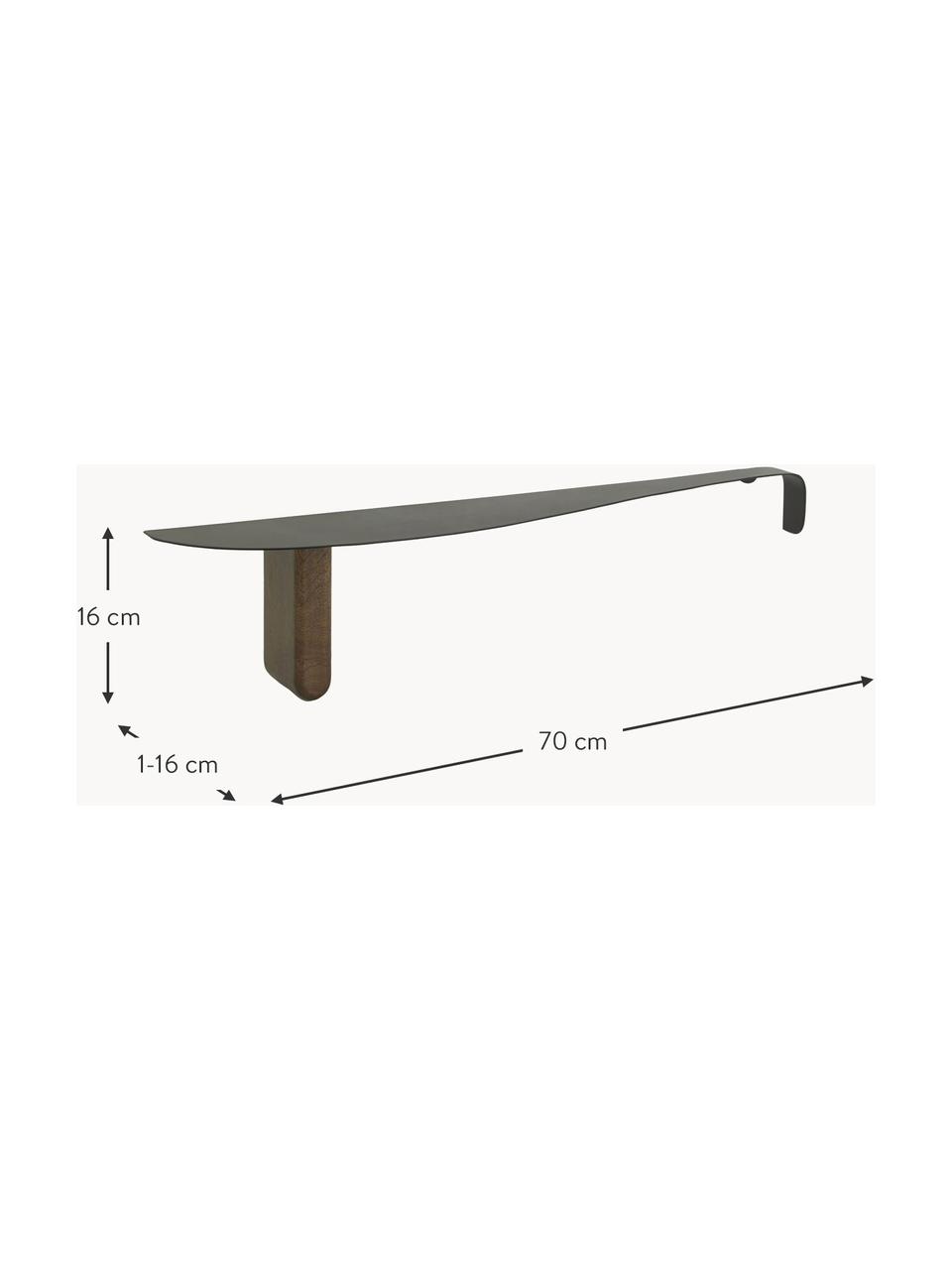 Estante de pared Thelon, Estante: metal recubierto, Madera de mango, negro, An 70 x Al 16 cm