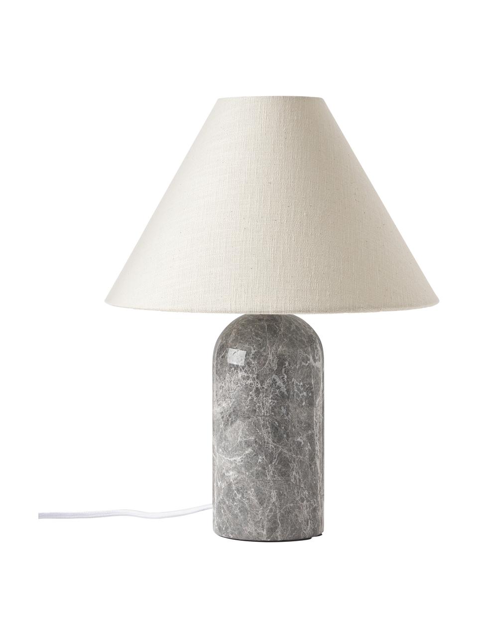 Lampa stołowa z marmurową podstawą Gia, Beżowy, szary, marmurowy, Ø 30 x W 39 cm