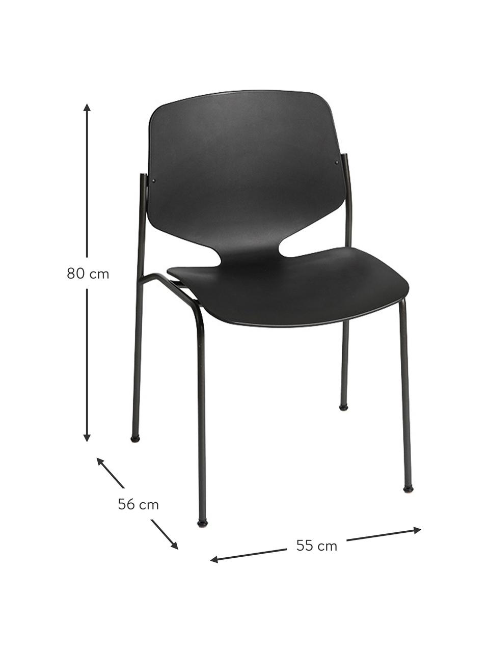 Sedia in plastica Nova Sea, fatta a mano, Struttura: acciaio riciclato, rivest, Nero, Larg. 55 x Prof. 56 cm
