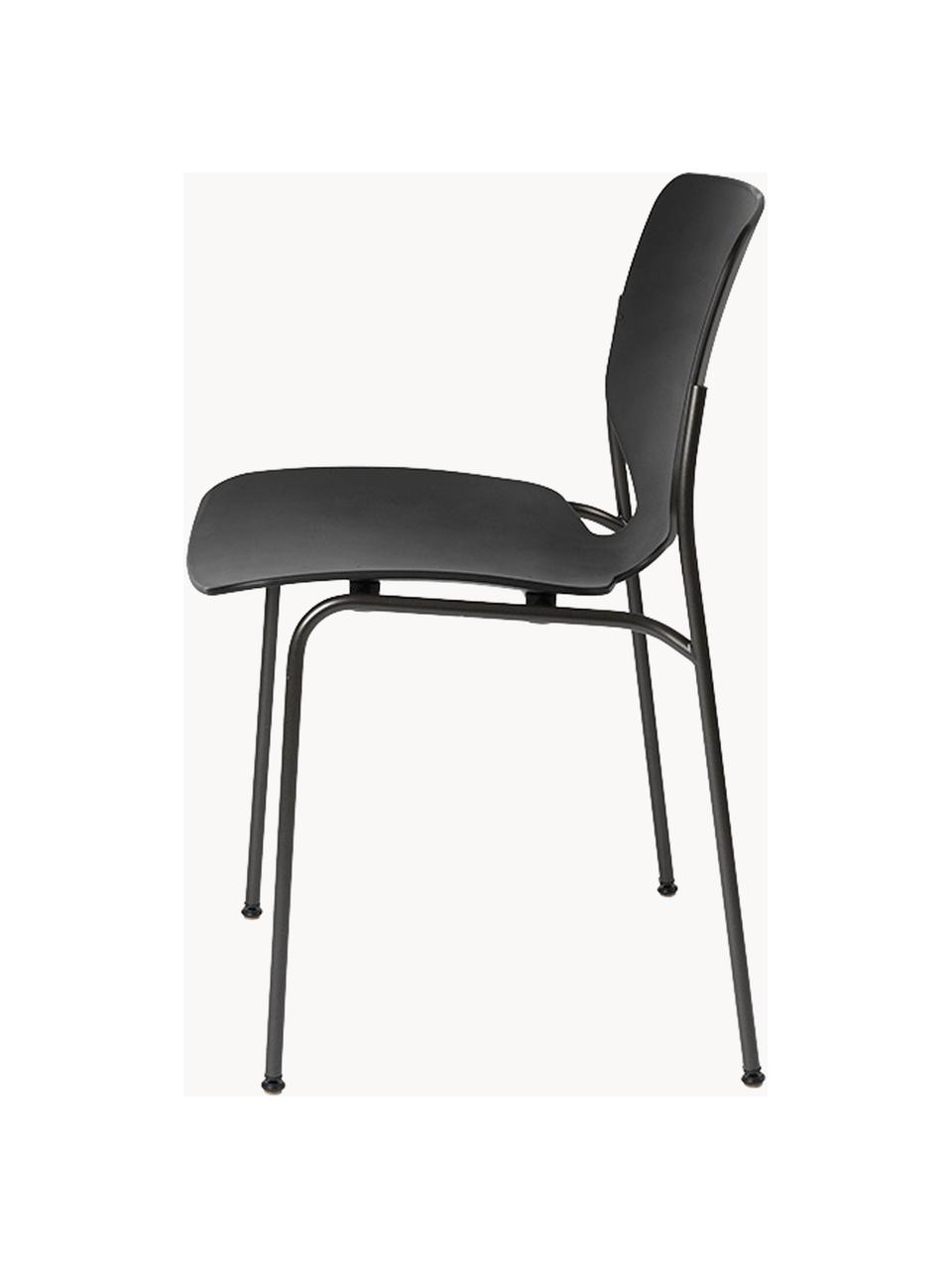 Silla artesanal de plástico Nova Sea, Estructura: acero reciclado recubiert, Negro, An 55 x F 56 cm