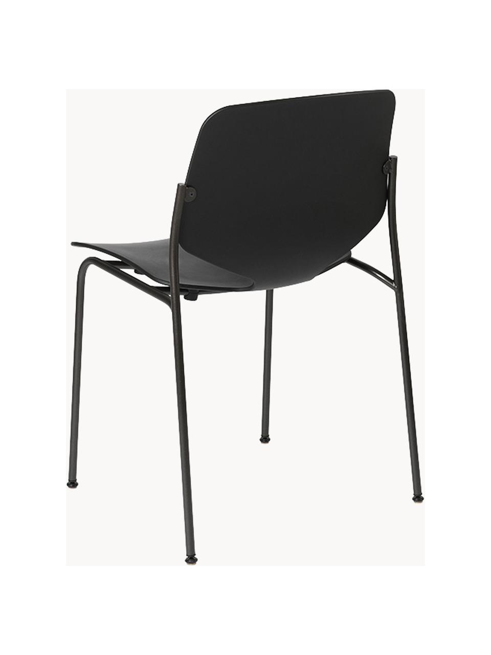 Silla artesanal de plástico Nova Sea, Estructura: acero reciclado recubiert, Negro, An 55 x F 56 cm