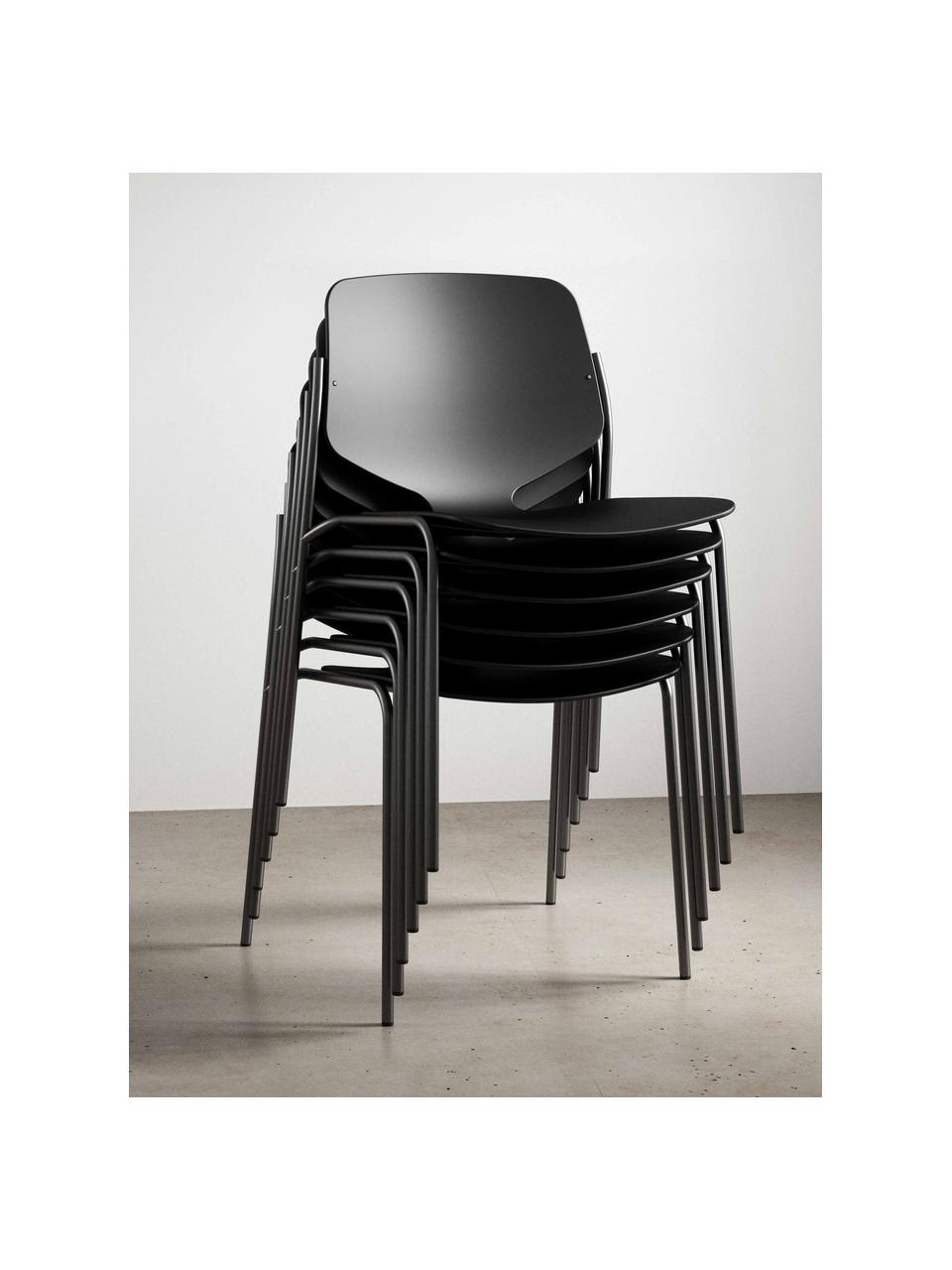 Kunststof stoel Nova Sea, handgemaakt, Frame: gerecycled staal, gecoat, Zwart, B 55 x D 56 cm