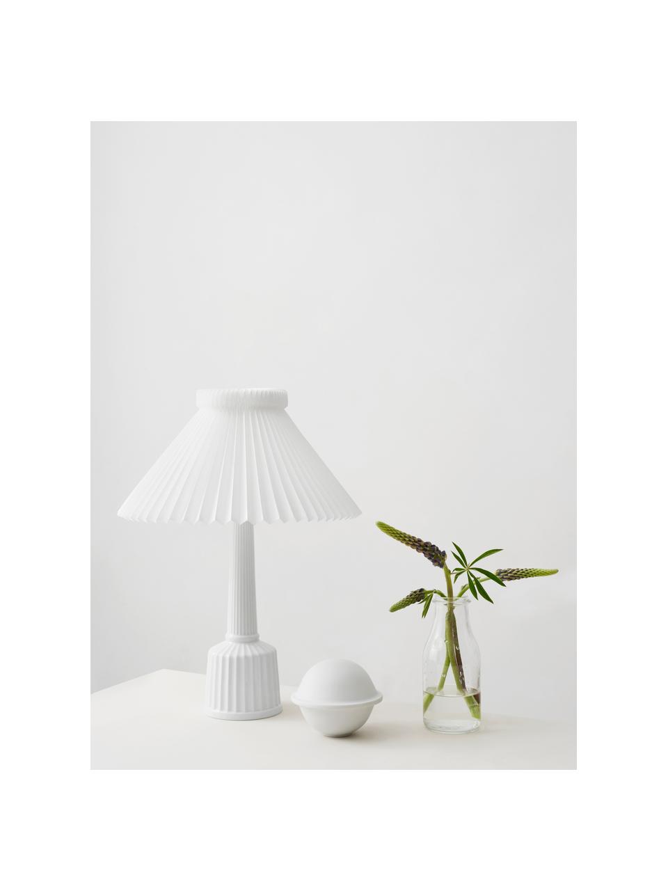 Porzellan-Tischlampe Esben, handgefertigt, Weiß, Ø 32 x H 44 cm
