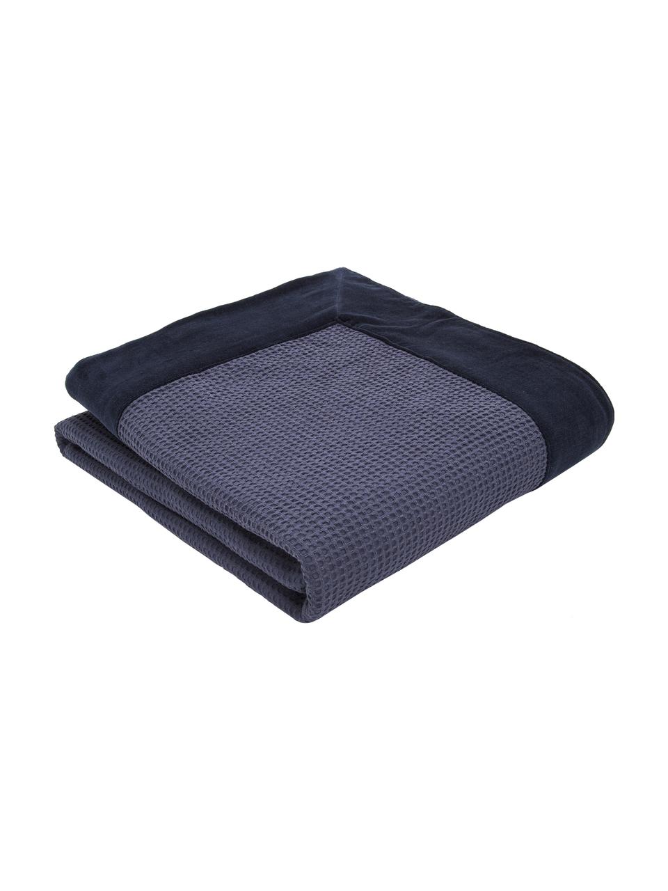 Wafelpiqué bedsprei  Nordic van katoen in blauw, 100 % katoen, Donkerblauw, B 260 x L 280 cm (voor bedden tot 200 x 200)