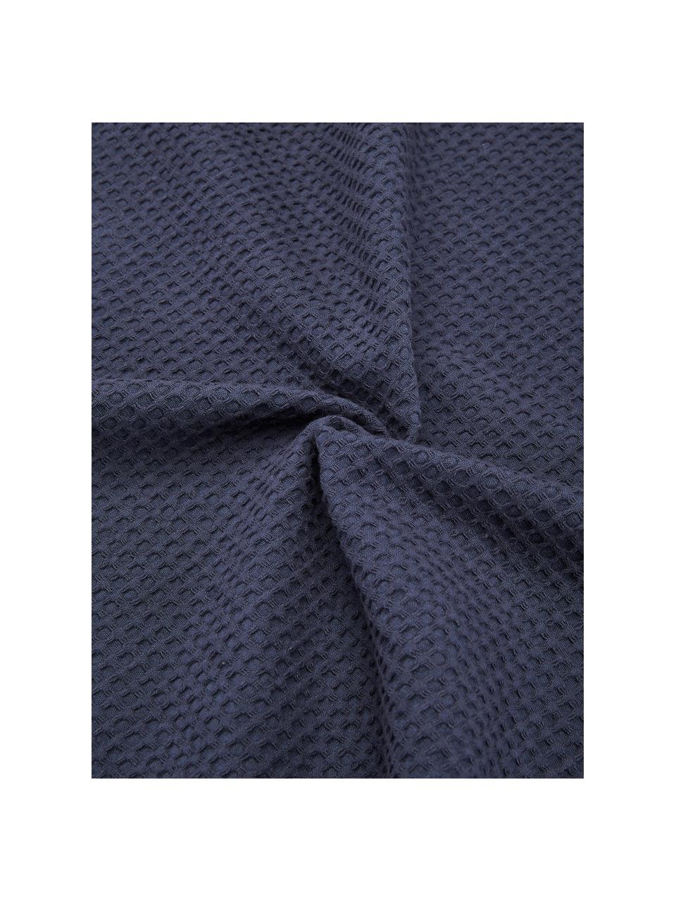 Colcha de algodón con estructura gofre Nordic, 100% algodón, Azul oscuro, An 260 x L 280 cm (para camas de 200 x 200 cm)