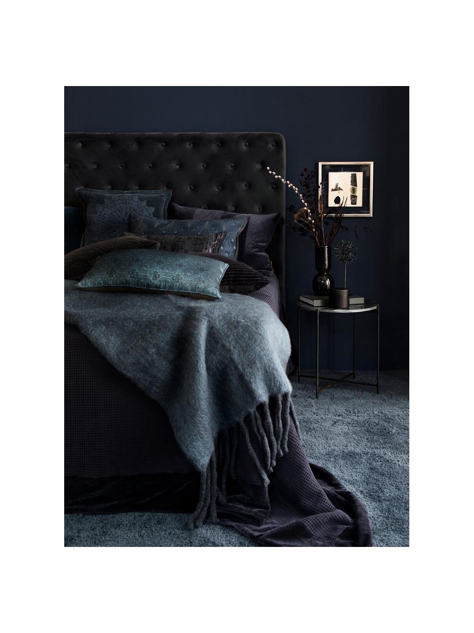 Bavlněný přehoz s vaflovou strukturou Nordic, 100 % bavlna, Tmavě modrá, Š 260 cm, D 280 cm (pro postele s rozměry až 200 x 200 cm)
