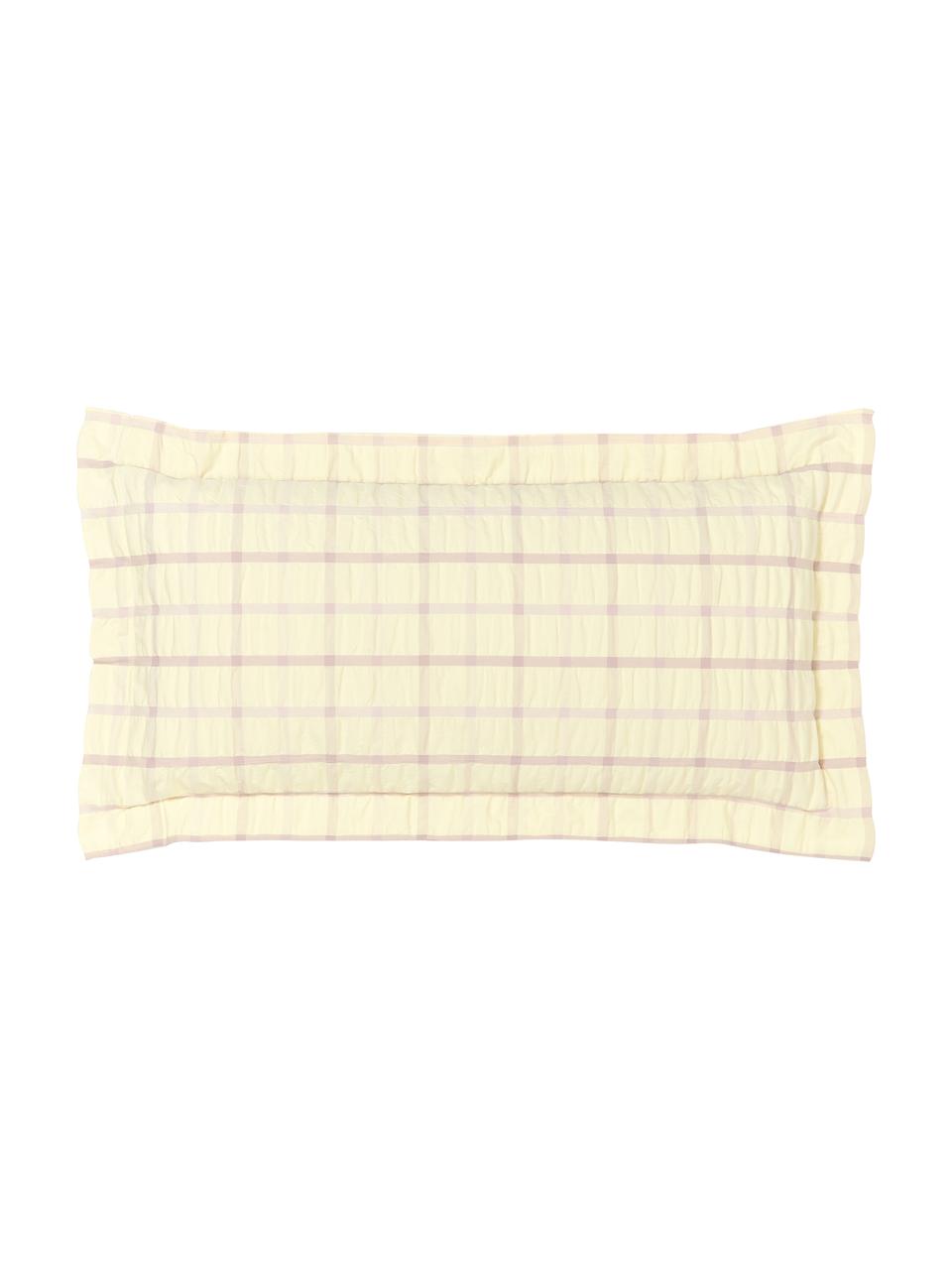 Poszewka na poduszkę z tkaniny typu seersucker Leonita, Żółty, lila, S 40 x D 80 cm