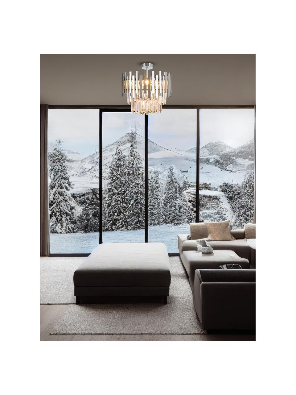 Grande suspension faite main Aspen, Argenté, transparent, Ø 45 x haut. 45 cm