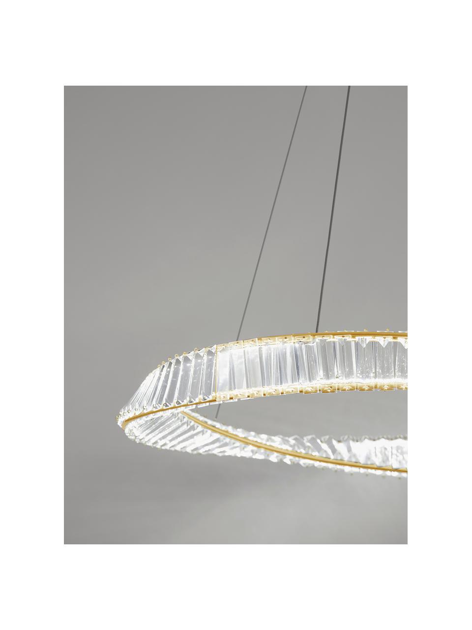 Lampada a sospensione grande con luce regolabile Aurelia, Decorazione: cristallo, Dorato, trasparente, Ø 80  x A 8 cm