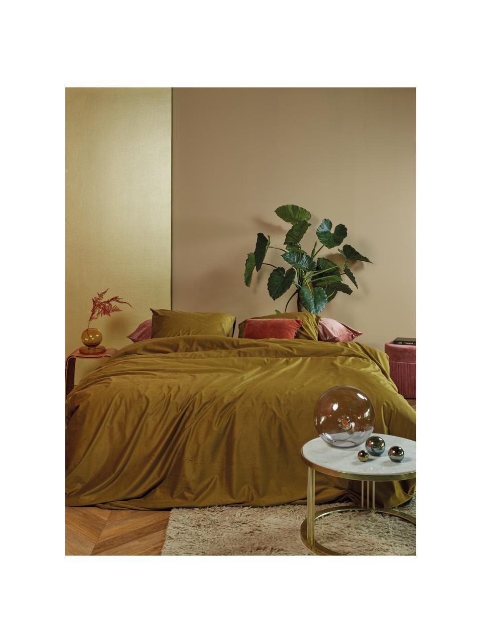 Menčestrová posteľná bielizeň Cosy Corduroy, Okrovožltá, 135 x 200 cm + 1 vankúš 80 x 80 cm