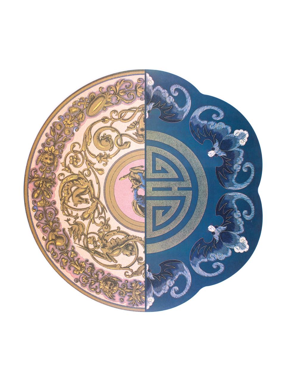 Placemat Hybrid met abstract patroon, Kunststof, Roze, blauw, Ø 37 cm
