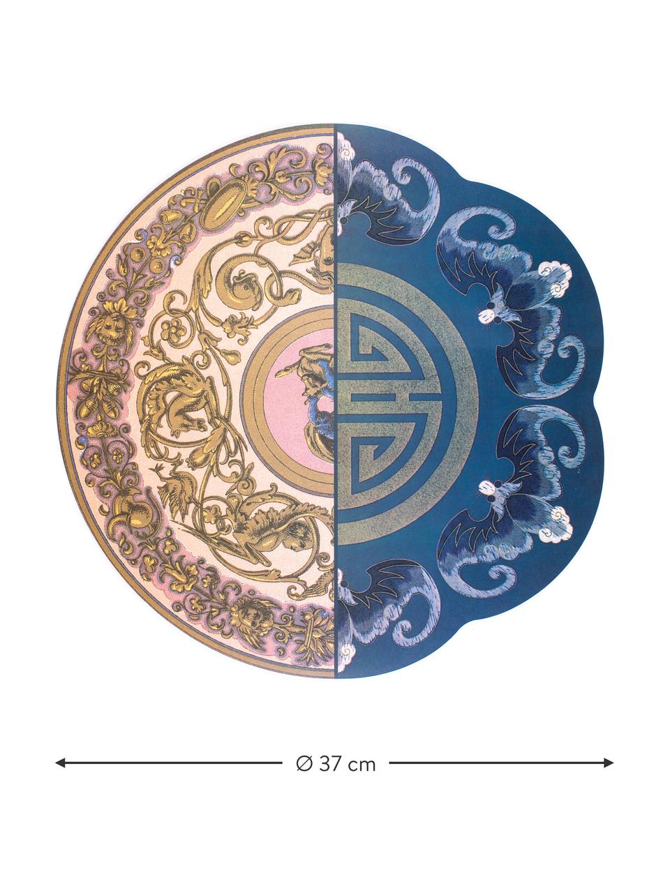 Placemat Hybrid met abstract patroon, Kunststof, Roze, blauw, Ø 37 cm